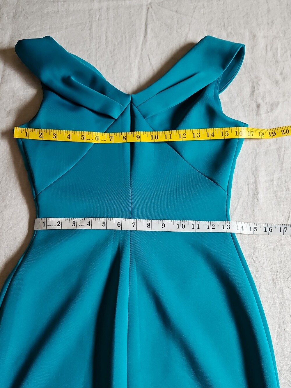 Calvin Klein Teal Sheath Sleeveless Dress With V-Neck Full Zipper Size 4 - Picture 3 of 16